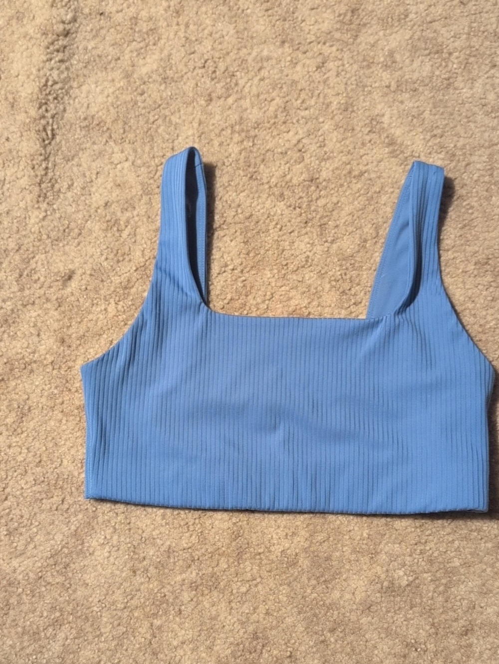 girlfriend collective Ribbed Square-Neck Crop Top in Periwinkle Blue